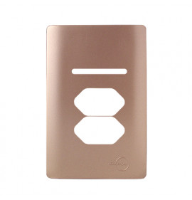 Placa 4x2 p/ 1 Interruptor + 2 Tomadas - Novara Ouro Rose